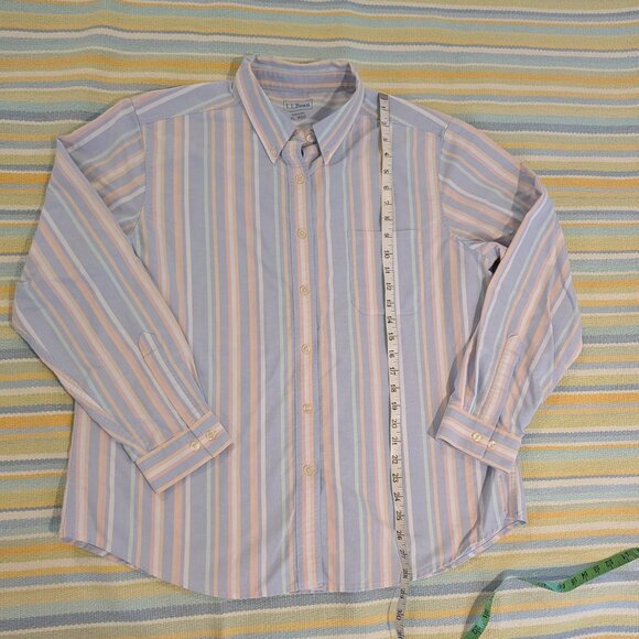 ⭐ Men's LL Bean Pastel Striped Button Up Size XL - Picture 5 of 11